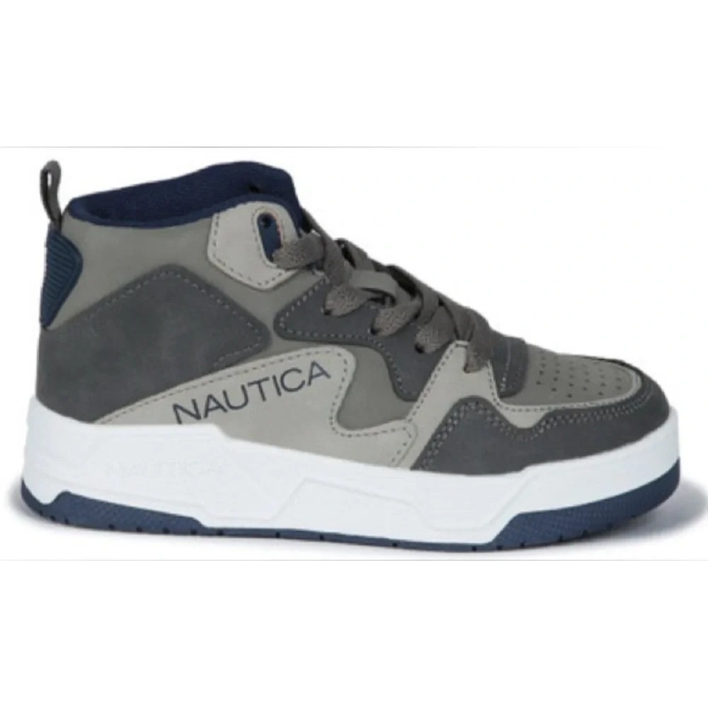 Nautica Hayden Toddler Boys Charcoal Grey Navy Blue Lace Up Sneaker Shoe Size 12